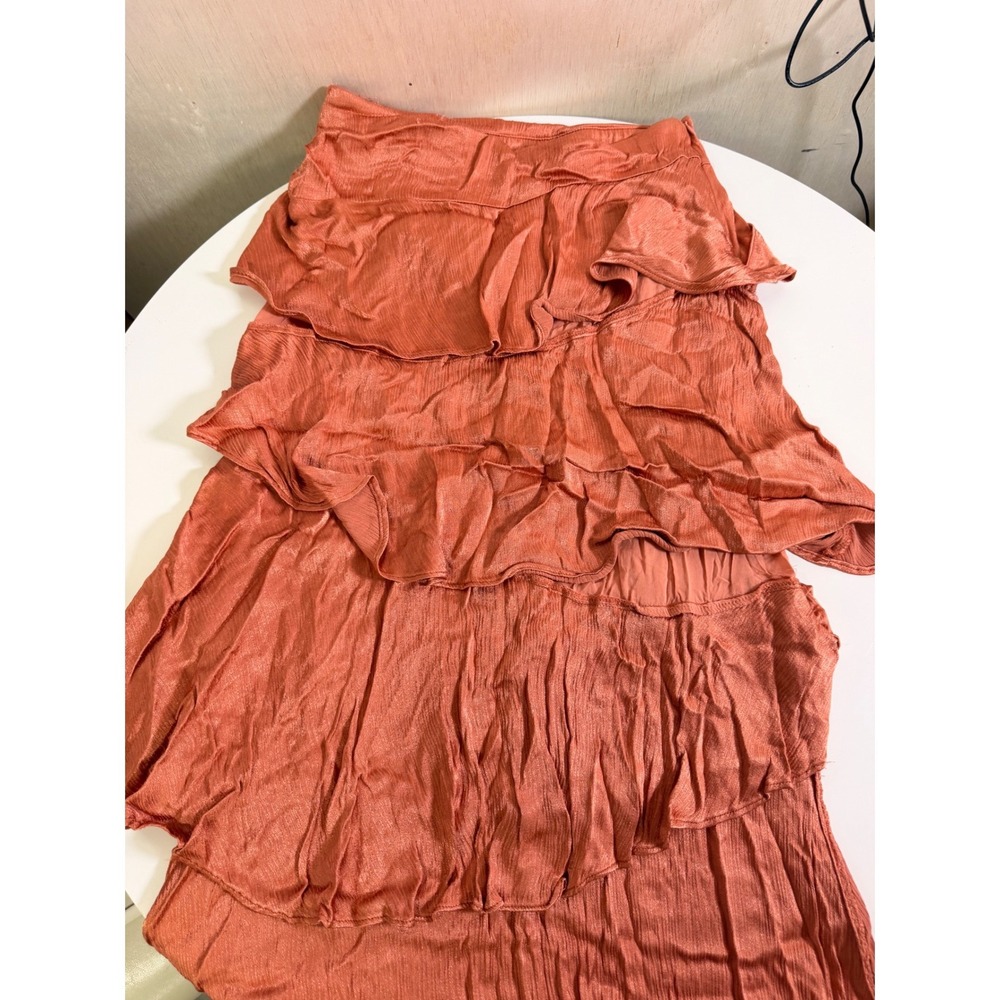 Maeve Anthropologie Ruffled Skirt Womens Size 6 Copper‎ Excellent Shimmer Tiered